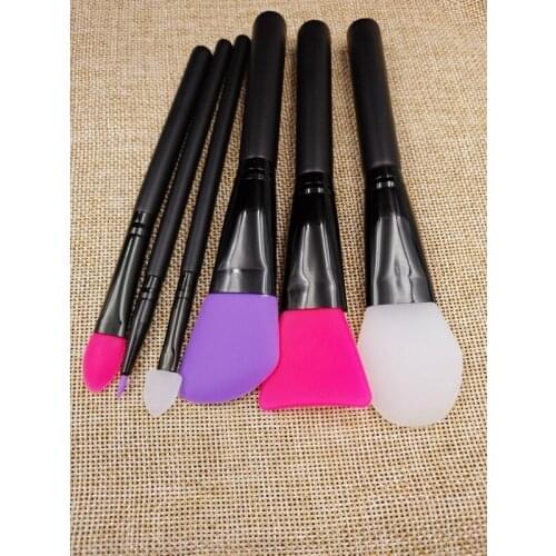 50sets/lot High quality 6pcs Soft Silicone Gel makeup brush set Sponge for Cosmetic Face Foundation BB Cream Makeup brushes