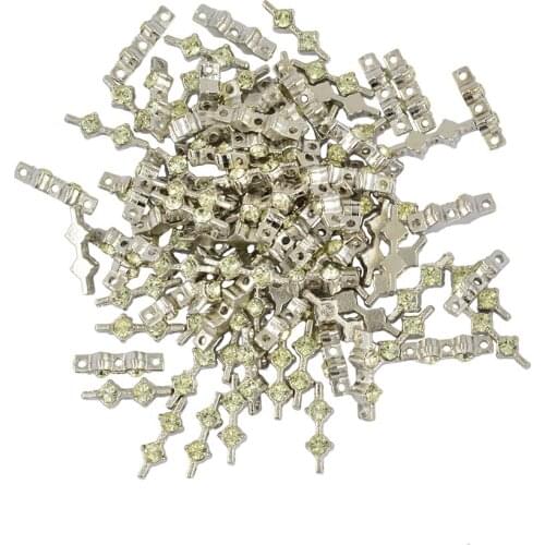 50 Pieces/Lot Vintage Alloy Clear Shiny Rhinestone 3 Hole Spacer Bar Connector Beads DIY for Necklace Bracelet