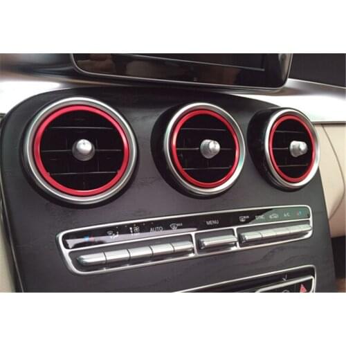 7pcs Red Interior A/C Air Vent Outlet Ring Cover Trim for Mercedes Benz C Class 2015 W205 C180 C200 C250 C300 C400 & GLC 2016