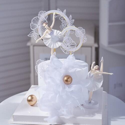 Ballet Girl Cake Decor Paper Flower Cake Decor Acrylic Birthday Cake Toppers Wedding Birthday Dec Happy Birthday Decor Kids Girl