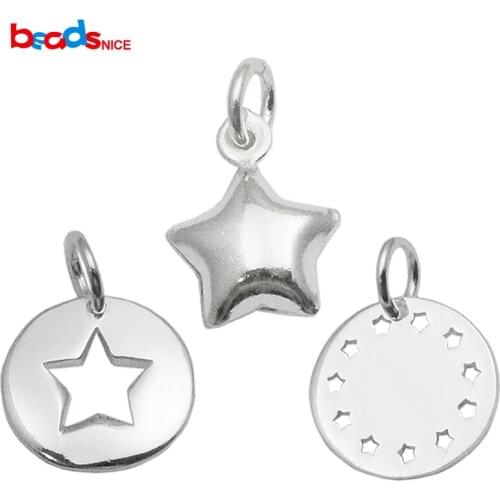 Beadsnice Silver Star Pendant Bracelet 925 Sterling Silver Star Charms Bright DIY Accessories Tiny Star ID35639