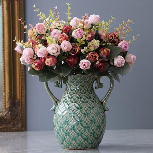 Binaural Ceramic Vase Living Room Desktop Floral Arrangement Flower Art Furnishings Creative Porch TV Cabinet Home Decorative