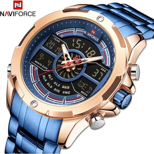 NAVIFORCE Fashion Men Digital Watches Top Brand Luxury Wristwatch Waterproof Sport Quartz Chronograph Watch Relogio Masculino