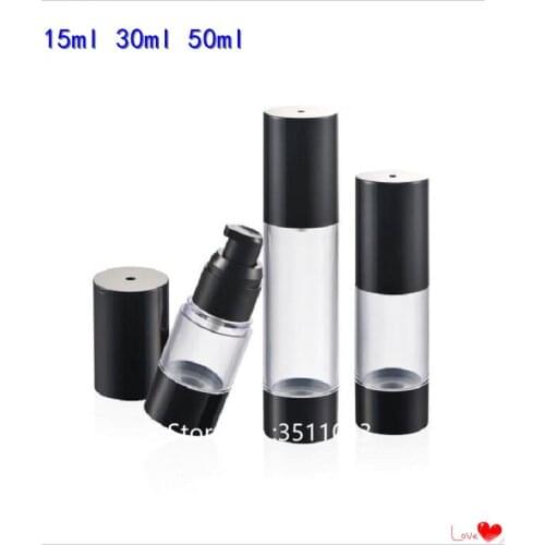 20PCS Black Clear Plastic Airless Bottle Lotion Pump Bottle Portable Airless Bottle Cream Foundation Emulsion 15ML 30ML 50ML