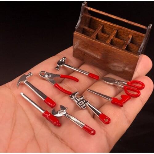 1/6 Scale Wooden Suitcase with Alloy Repair Tools Set Models for 12''Figures Accessories DIY
