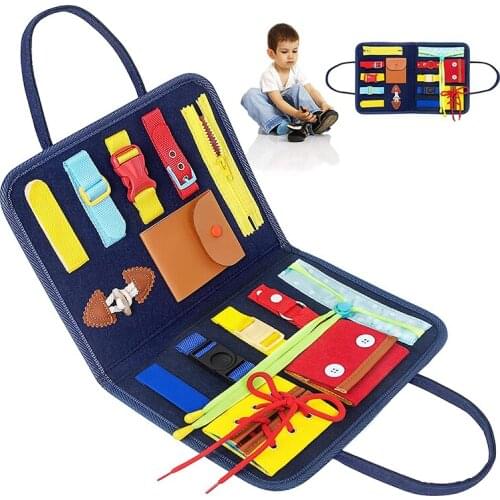 Kids Busy Board Montessori Sensory Activity Board For Toddler Develop Basic And Fine Motor Skills Learn to Dress Learning Toys