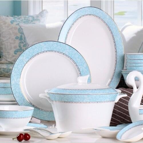 2021 New Kitchen Ceramic Tableware European Bone China Dishes Tableware Simple Creative Plate Combination Kitchen Dinnerware Set