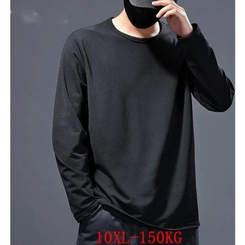 Large size 10xl 150kg mens T-shirt plus size 8xl 9xl 7xl summer Long sleeve Round neck cotton black and white big top