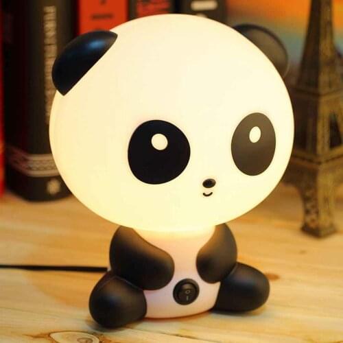 Lamp EU Plug Incandescent Panda Bedside Lamp Animal Cartoon Children Gift Kids Bed Desk Table Night Light Sleeping Button Lamp