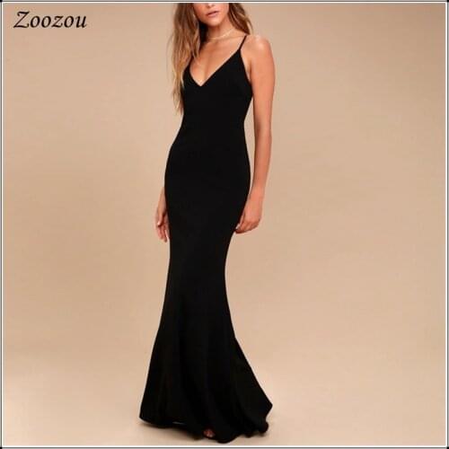 Summer Women Elegant Party Dress Evening Sexy V Neck Spaghetti Strap Maxi Dresses Backless Fit And Flare Black White Long Dress