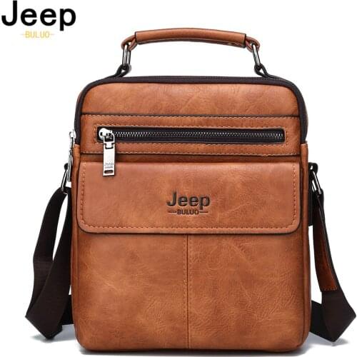JEEP BULUO Brand Mens Crossbody Shoulder Bags High Quality Tote Fashion Business Man Messenger Bag Split Leather Handbag