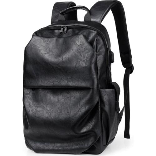 Men Leather Backpack 15.6inch Laptop Backpacks School Backpack Bag Fashion Waterproof Travel Bag Casual Leather Book bag Male