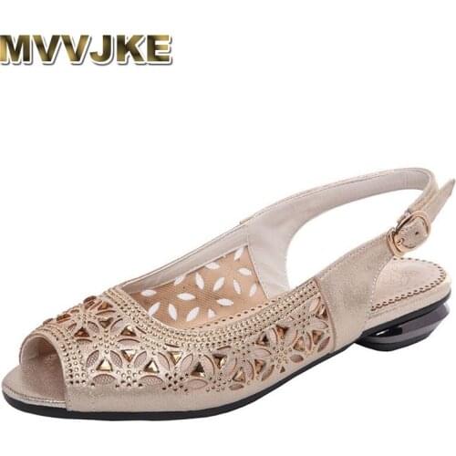 MVVJKE 2020 New Summer Fashion Hollow Out Women Sandals Plus Size Comfort Flat Sandals Non-slip Breathable Casual Shoes Woman