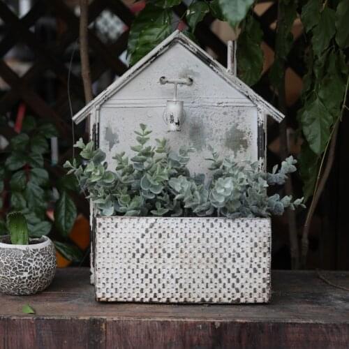 Wall Hanging Bird house Planter Flower Pot Plant Pots Basket Holder Artificial Hanging Pots Balcony Garden Home Decoration