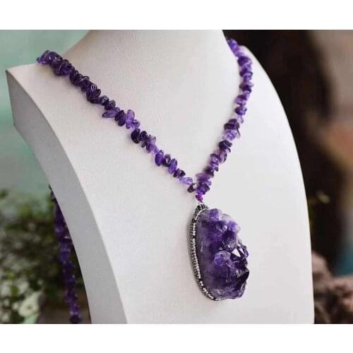 Natural crystal Stone Amethyst cluster Gemstone Healing pendant for gifts