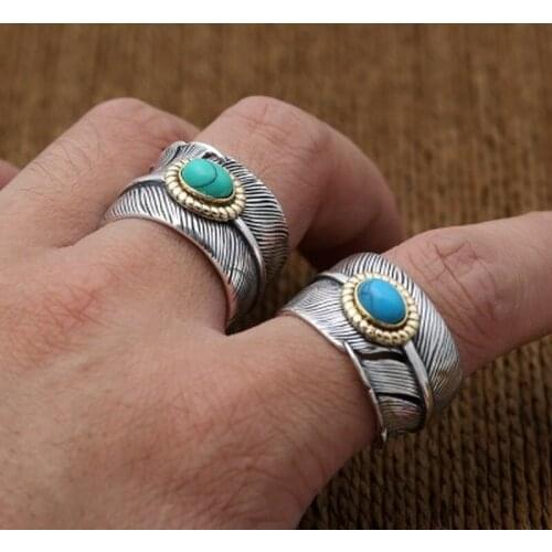 925 sterling silver Goro Takahashi opening feather inlaid for men or women wedding ring jewelry
