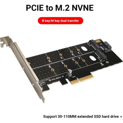 PCIE to M.2 Adapter Card PCI Express Card Key M + Key B M.2 NVMe Adapter Supports 2230 2242 2260 2280 22110 SSD