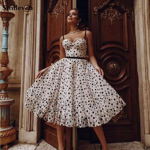 Smileven Heart Shape Prom Dresses 2020 Spaghetti Straps Sweetheart Neck Short Evening Dresses Knee Length Formal Party Gowns