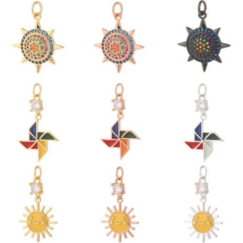 Sun Charms for Jewelry Making Gold Windmill Moon Star Designer Jewelry Charms for Diy Earrings Necklace Bracelet Charm Copper