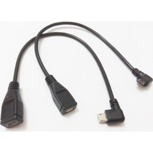 Right Angled 90 Degree Micro USB 5Pin Male to Female M/F Extension Data Sync Power Charge Cable Cord 25CM/Free Shipping/2PCS