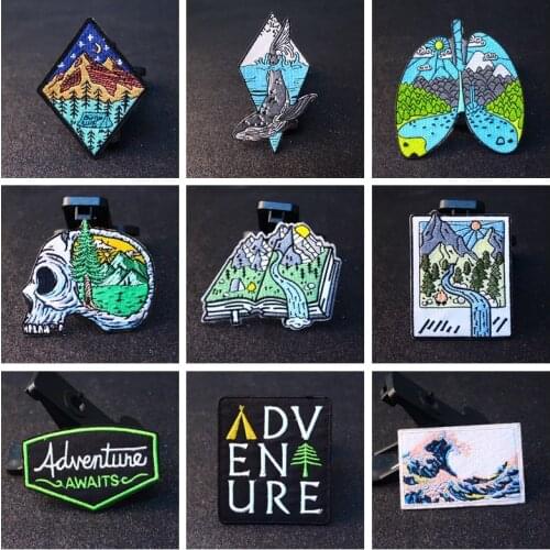 Adventure Natural Patch Mountain Iron On Patches For Clothing Outdoors Travels Applique Badge Cloth Stripes Custom Patch