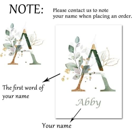 Self-adhesive Wall Sticker Leaves Letters Custom Name Poster Home Decor Nordic Poster Living Room Decoration Wallpaper