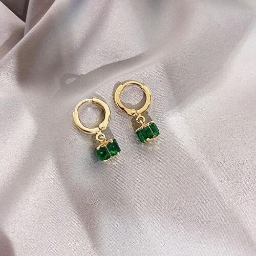 Cute Simple Green Gem Earrings For Women Mini Three-dimensional Pendant Ears Jewelry Summer Accessories Girl Gift