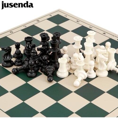 Jusenda Chess Set 32 Wooden Chess Pieces With Board 77/97mm Classic Ajedrez Professional Portable Travel Game For Kids Adult Toy