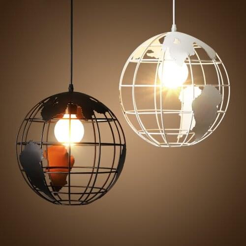 Nordic loft retro industrial Iron globe circular single-head chandelier Restaurant Bar Cafe lamp
