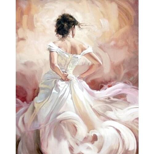 Wedding Dress Painting By Number Woman Figure Oil Picture On Canvas With Framed Acrylic Paint Kits Coloring By Number Decor Art