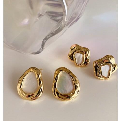 TARCLIY Korean Temperament Simple Geometric Irregular Metal Shell Earring Women All-Match Elegant Female Ear Studs Party Jewelry