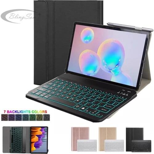 Ultra Slim Case for Samsung Galaxy Tab A7 10.4 2020 Backlit Bluetooth Keyboard For SM-T500 SM-T505 Tablet Leather Cover Stand
