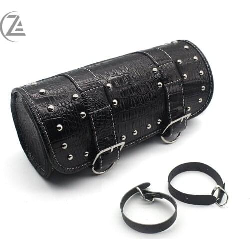 ACZ Motorcycle PU Leather Vintage Saddlebag Roll Barrel Tool Side Saddle Bag for Harley for Honda Davidson Softail Custom