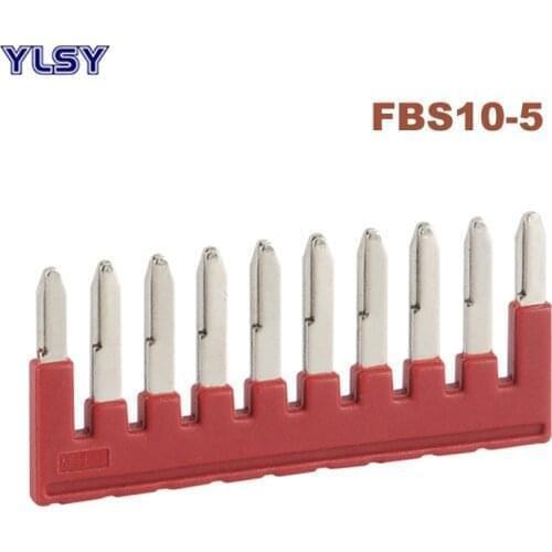10Pcs FBS10-5 Plug-in Bridge Center Short Connection Strip Din Rail Spring Terminal Block ST-2.5 Morsettiera Brass Connector