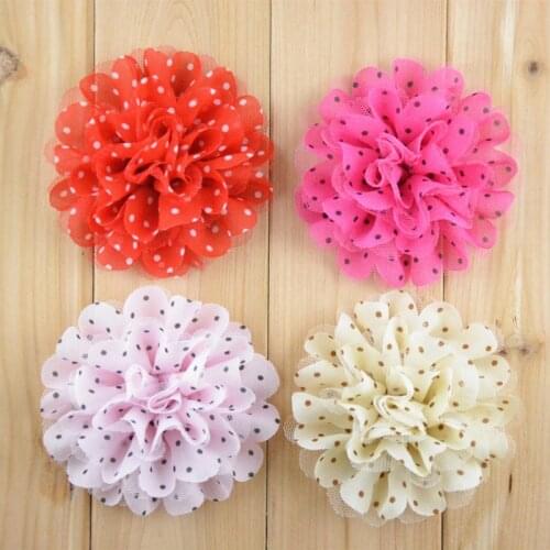 Yundfly 3pcs Chiffon Ruffled Fabric Flower For Baby Girls Hair Accessories Hair Flower For Headwear Hand Craft DIY