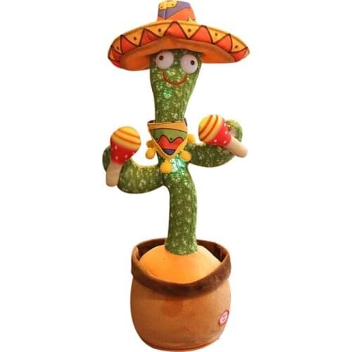 Funny Singing Dancing Recording Cactus Plush Doll Kids Electronic Music Toys Home Decoration