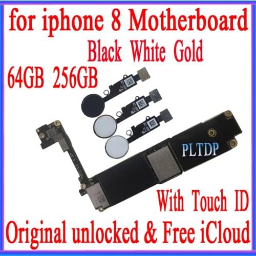 Factory unlocked for iPhone 8 Motherboard with/No Touch ID,64GB / 256GB,100% Original for iphone 8 Logic board with full Chips