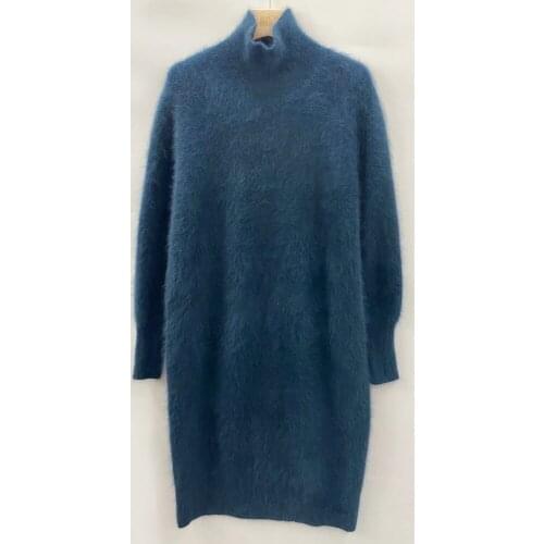 New Mink Cashmere Long Pullovers For Women Sweater Turtleneck Loose Fitting Oversize Female Girls Dropshipping Dress sr921