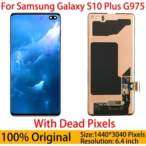 NEW SUPER AMOLED S10 Plus LCD For SAMSUNG Galaxy S10 Plus G975 G975F G975F/DS Touch Screen Digitizer assembly with dead pixel