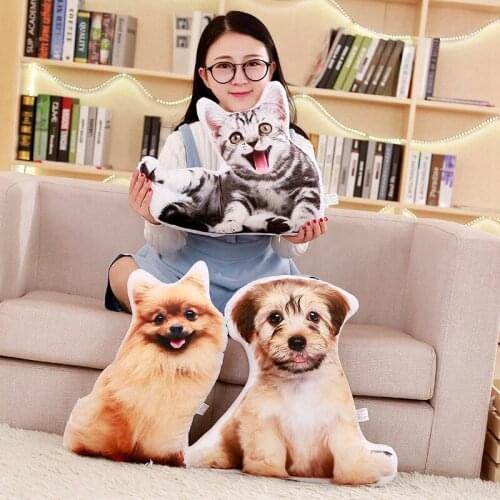 1PC 3D Simulation Dog/Cat Cushion Plush Kids Toys Dolls Stuffed Animal Creative Pillow Sofa Anime Toys For Children Gift