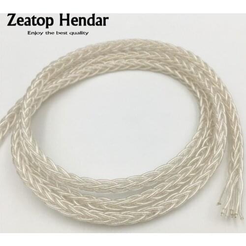 1Pcs 8 Cores Pure Silver Earphone Cable Supper Soft HIFI DIY Headphone Audio Wire 1.5M 5M