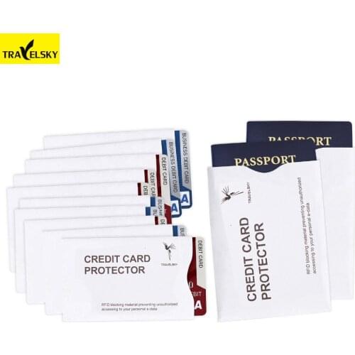10+2pcs Credit Card cover & Passport Identity RFID Blocking Sleeve Rated Theft Protection Case Shields Radio Frequency ID Theft