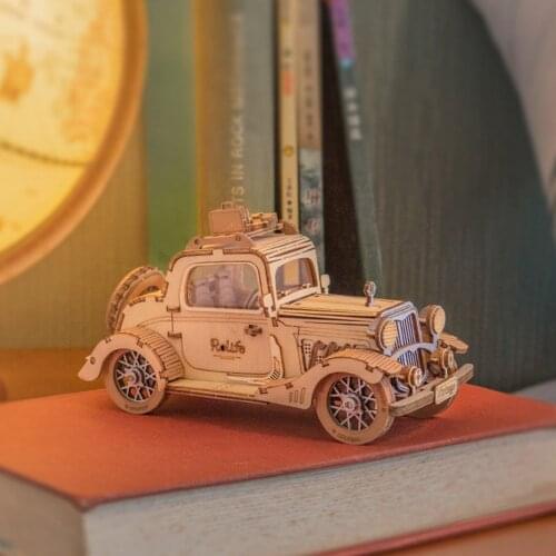 DIY 3D Simulation Model DIY Retro Classic Car Model Puzzle Game Gift Music Box Toy Jigsaw Desktop Decor for Children Adult