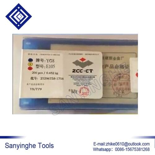 Free shipping high quality 200pcs/lots YG8 E105/ E106/E107/E108/E109/E110 carbide welding inserts brazed insert blade tools