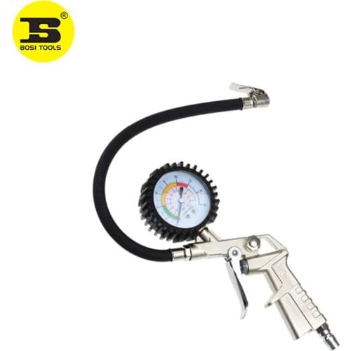BOSI Car Motorbike Truck Tire Tyre Air Inflator Dial Pressure Metal Gauge Measurement
