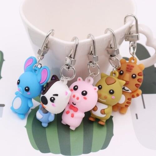 New Creative Cute Cartoon animal Christmas Keychain Key Ring Gift For Women Girls Bag Pendant PVC Key Chains Jewelry