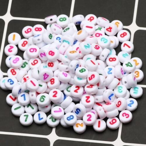 100-500pcs White Round Acrylic Beads 4x7mm Number Spacer Beads For DIY Jewelry Design Necklace Bracelet Beaded Accessories