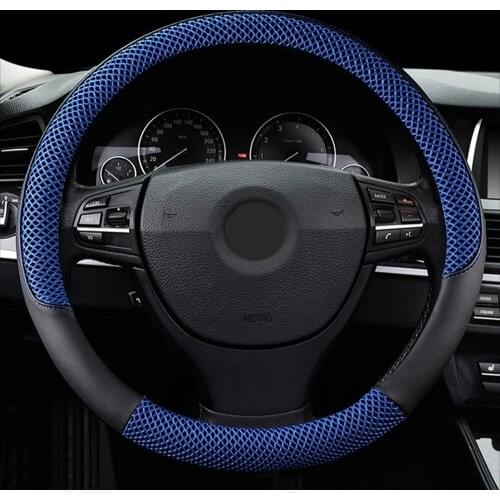 8 colors Steering Wheel Cover skin Ice silk crescent leather cover on steering car cubre volante for kia rio citroen c4 mazda 2