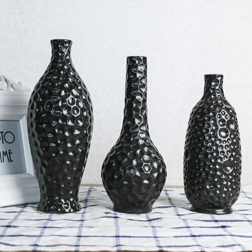 European-style black ceramic crafts creative home furnishing ornaments table decoration living room home vase ikebana vase