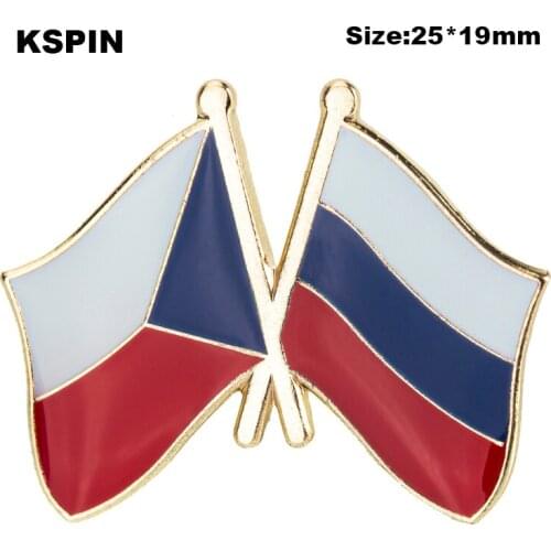 Czech Rep. & Russia Friendship Flag Badge Flag Brooch National Flag Lapel Pin International Travel Pins
